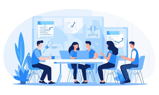 Vector flat people on business illustration du travail d'équipe illustration plate