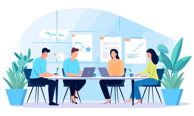 Vector flat people on business illustration de travail d'équipe illustration plate