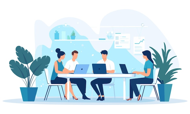 Vector flat people on business illustration de travail d'équipe illustration plate
