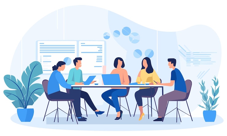 Vecteur vector flat people on business illustration de travail d'équipe illustration plate