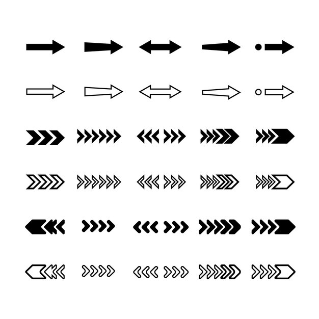 Vector Flèches Ensemble D'icônes Plates Noires Symboles Collection D'icônes Flèches Pour Le Web Et La Conception D'interface