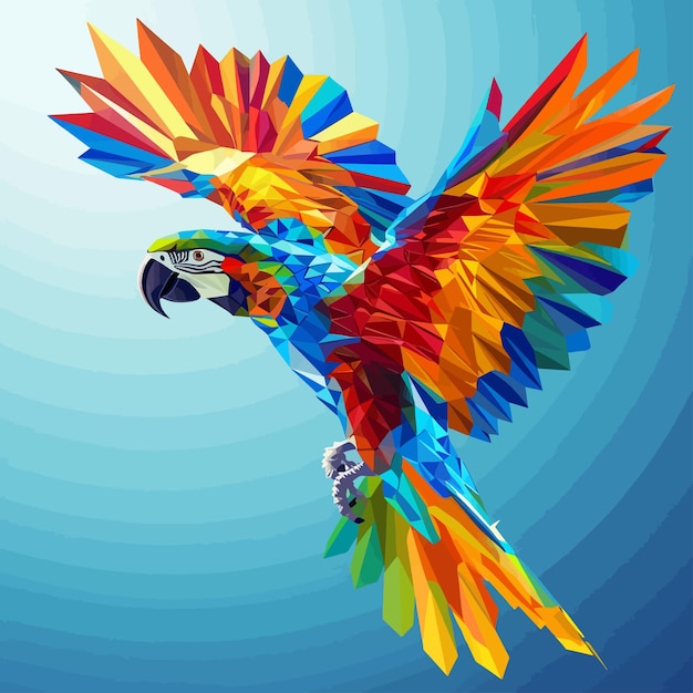 Vecteur vector flying_lowpoly_parrotcolorful_