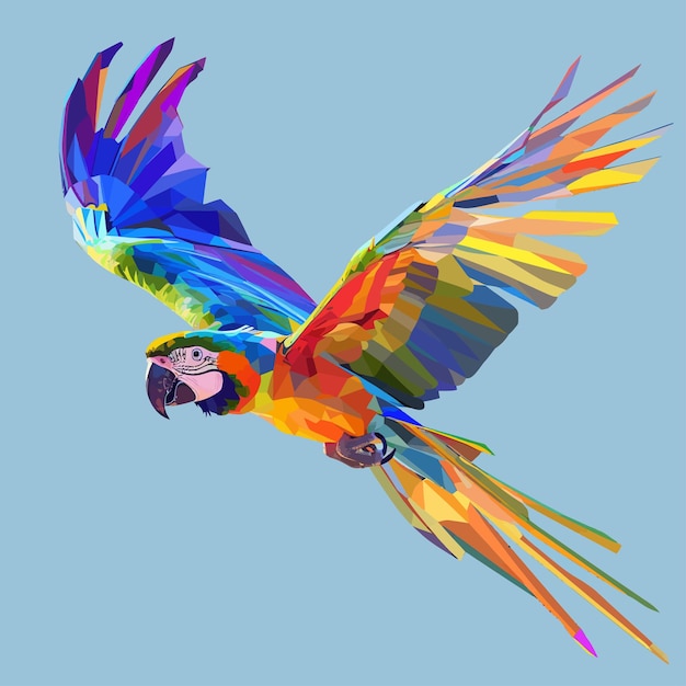 Vecteur vector flying_lowpoly_parrotcolorful_