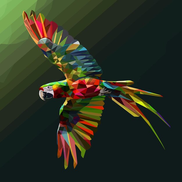 Vector Flying_lowpoly_parrotcolorful_