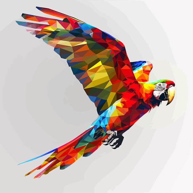 Vecteur vector flying_lowpoly_parrotcolorful_