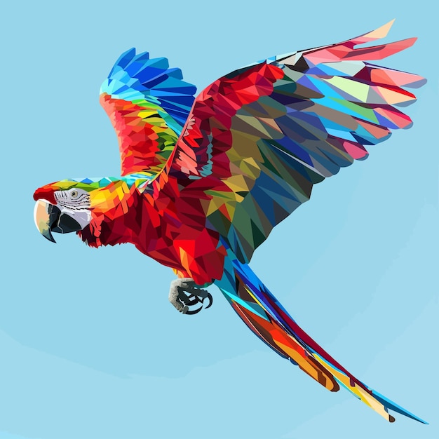 Vecteur vector flying_lowpoly_parrotcolorful_