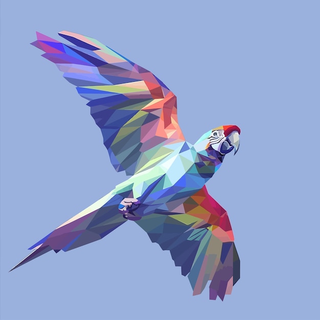 Vecteur vector flying_lowpoly_parrotcolorful_