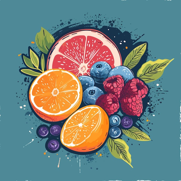 Vector de fond de fruits juteux frais