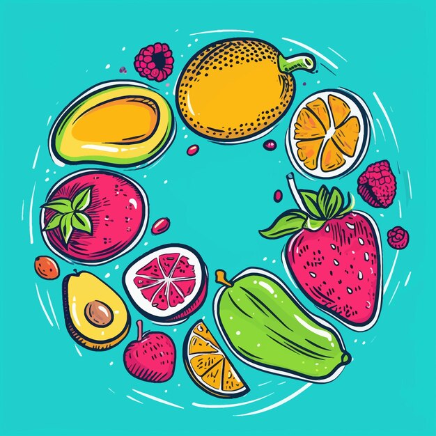 Vector de fond de fruits juteux frais