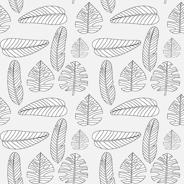 Vector de fond de papier peint en ligne tropicale Design de feuilles naturelles de monstera et de feuilles de banane