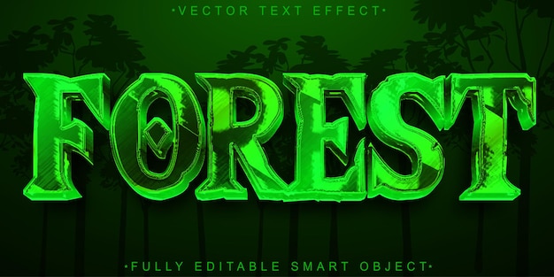 Vector forestier vert Effet de texte d'objet intelligent entièrement modifiable