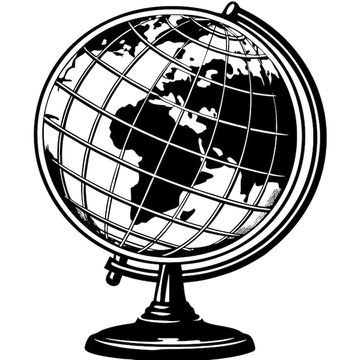 Vecteur vector de globe noir avec une illustration de stock de haute qualité de la carte du monde