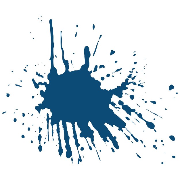 Vector gouttes d'encre bleu foncé et éclaboussures de peinture Elément de conception dessiné à la main isolé sur fond blanc