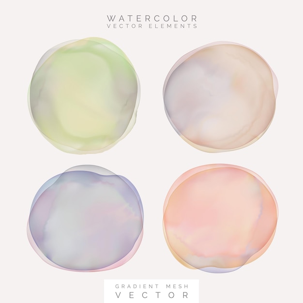 Vector Gradient Mesh Chevauchement Pastel Aquarelle Cercle Dot Ou Élément Graphique Splatter