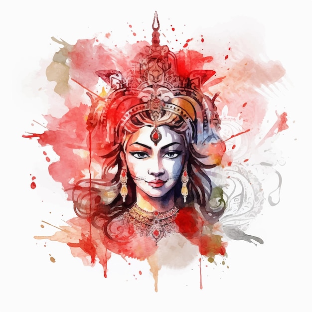 Vector gratuit Fête indienne Déesse Durga visage Fête de fête Carte d'arrière-plan