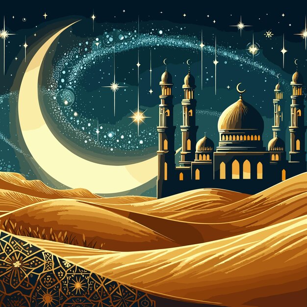 Vector Gratuit Fond De Salutation De La Mosquée Du Festival D'eid Mubarak