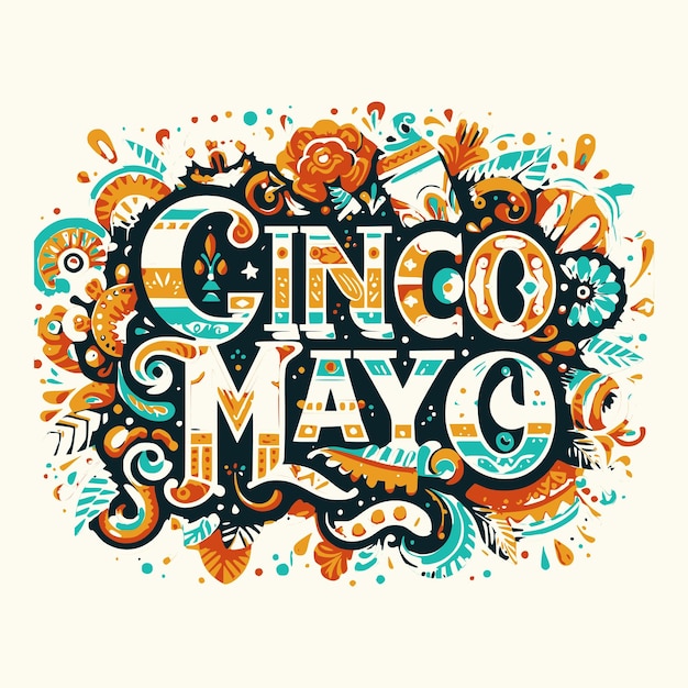 Vecteur vector gratuit des lettres de texte coloré sur une chemise cinco de mayo