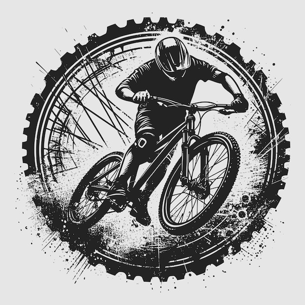 Vector Grunge Cycliste à Vélo Illustration Silhouette