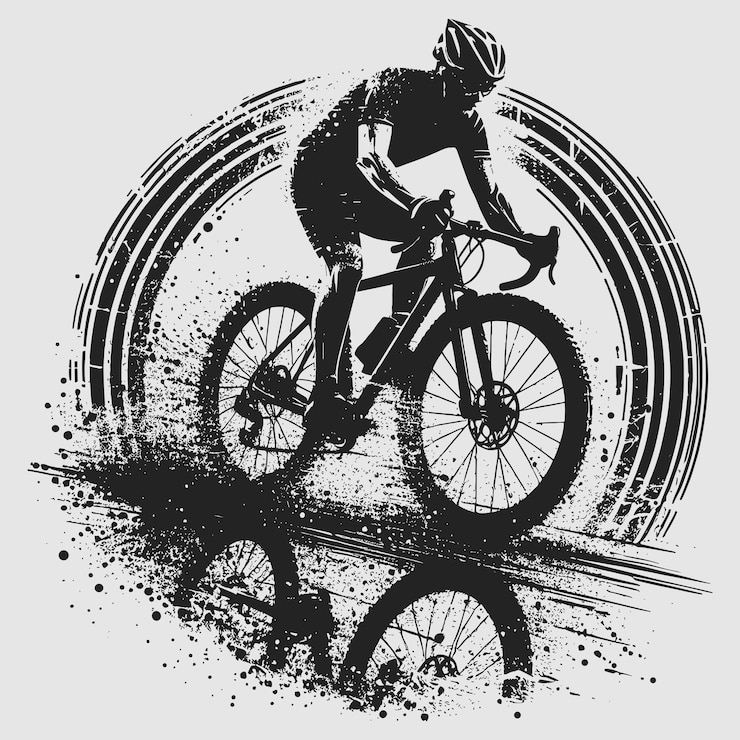 Vecteur vector grunge cycliste à vélo illustration silhouette