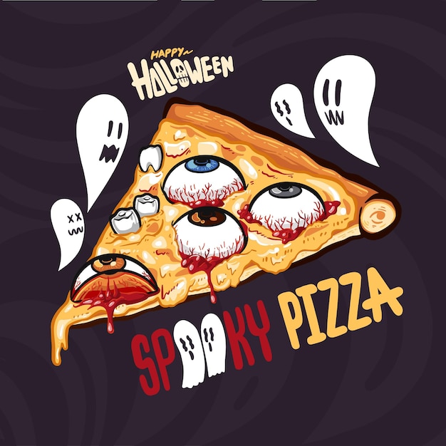 Vecteur vector halloween things éléments nourriture effrayante pizza effrayante