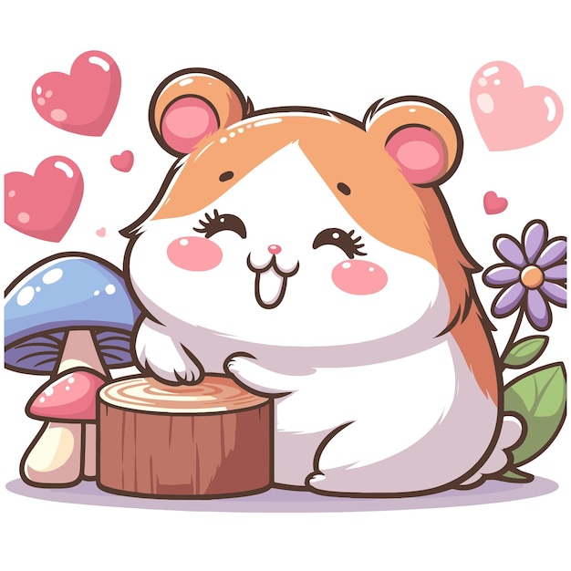 Vecteur vector de hamster mignon sur fond blanc