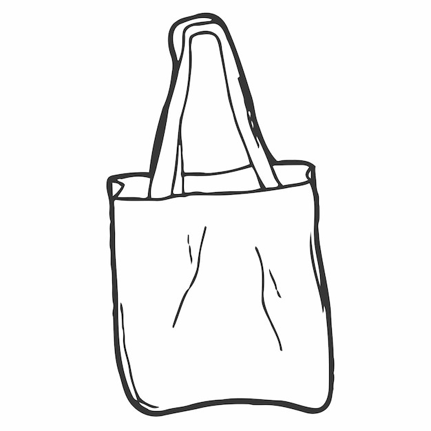 Vecteur vector hand drawn doodle croquis épicerie éco sac isolé sur fond blanc