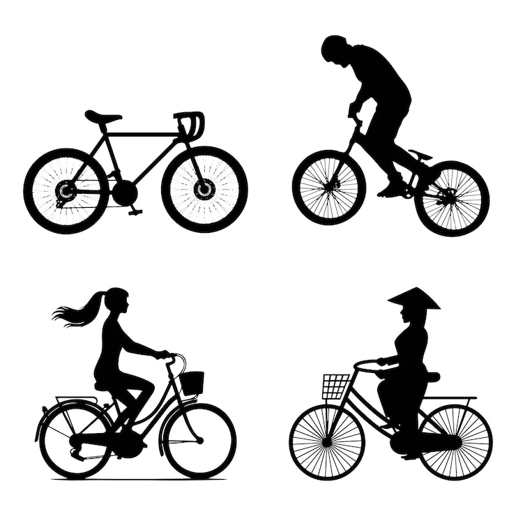 Vecteur vector de haute qualité pour l'utilisation de la silhouette du cycliste en vitesse