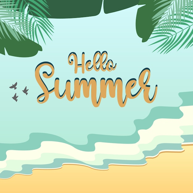Vector Hello Summer Time Illustration typographique de vacances Affiche de plage au soleil d'été