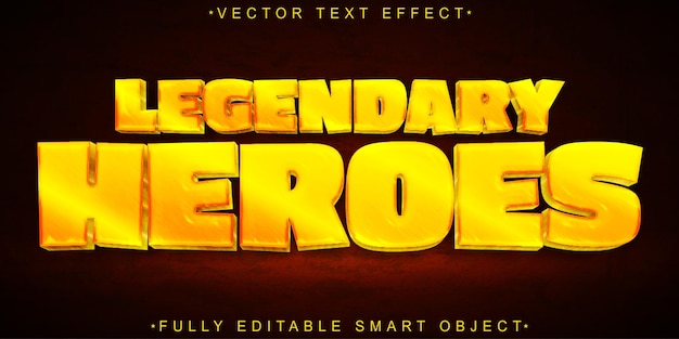 Vecteur vector de héros légendaires de dessins animés entièrement modifiables objet intelligent effet de texte