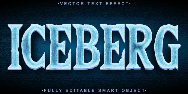 Vector d'iceberg bleu Effet de texte d'objet intelligent entièrement modifiable