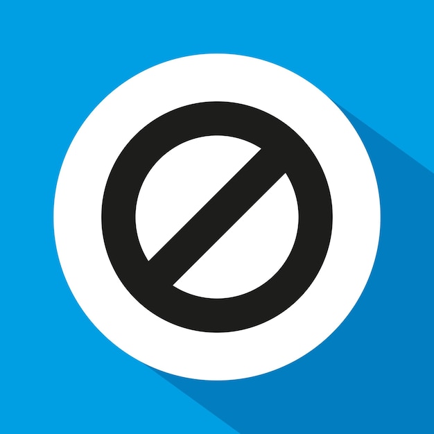 Vector d'icône d'interdiction Symbole noir sans entrée Arrière-plan de cercle blanc Ombre de fond bleu