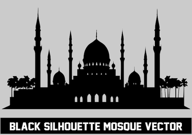 Vector d'icône de silhouette noire de mosquée Illustration pour le vecteur d'élément islamique