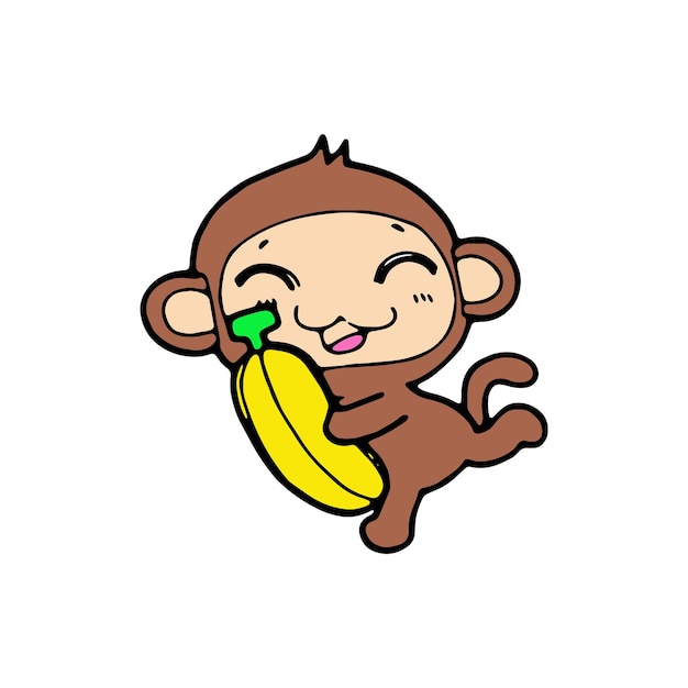 Vector D'illustration De Cartoon De Singe Comique Doublé Isolé Sur Fond Blanc