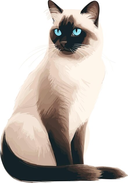 Vecteur vector d'illustration de chat blanc et noir aux yeux bleus