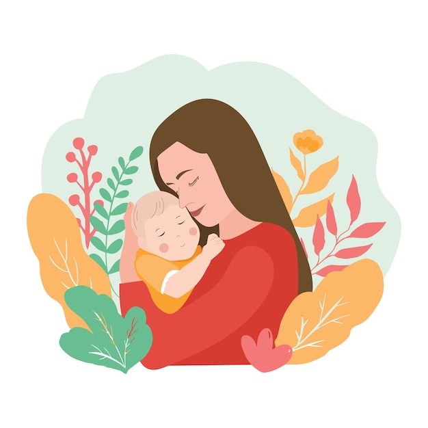 Vector illustration de concept maman et bébé fête des mères