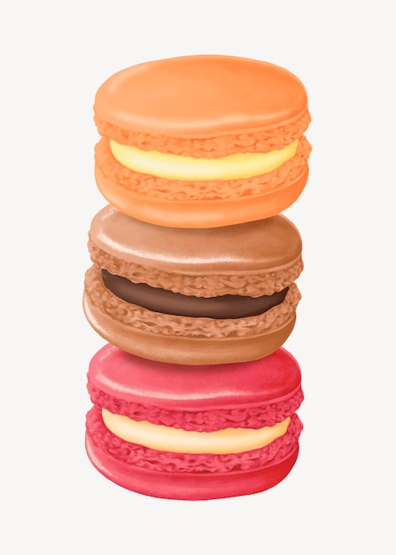 Vector d'illustration de desserts mignons aux macaroons colorés