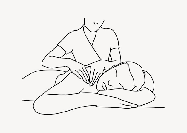 Vector d'illustration dessiné à la main de la thérapie de massage au spa
