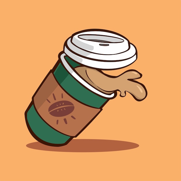 Vecteur vector d'illustration du café renversé dans une tasse verte