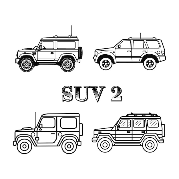 Vector D'illustration Du Contour D'une Voiture Suv