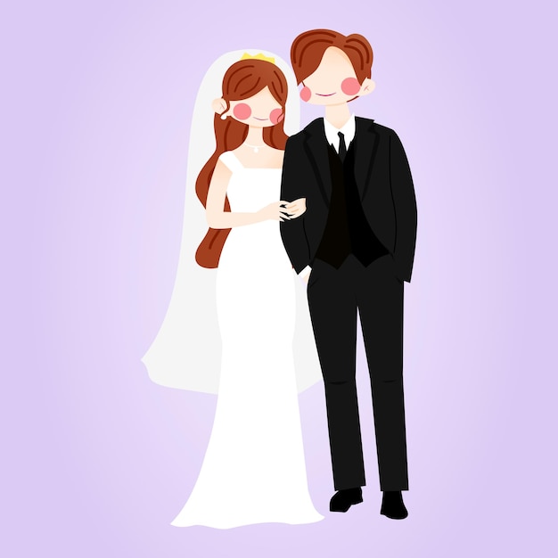 Vector d'illustration du couple de mariés