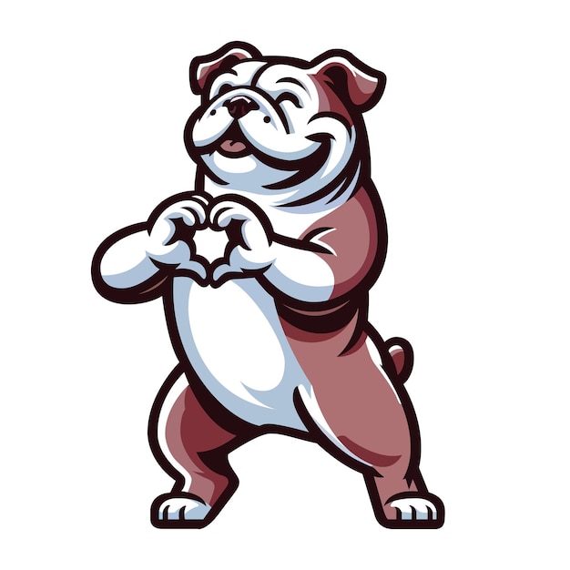 Vector D'illustration Du Geste Du Bulldog Qui Réchauffe Le Cœur