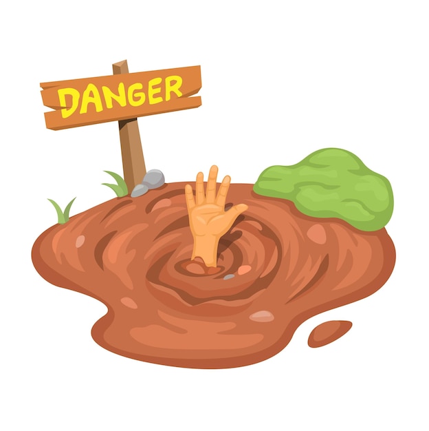 Vector D'illustration Du Panneau D'avertissement De Danger Avec Quicksand