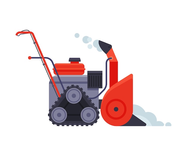 Vector D'illustration De L'équipement Routier De Nettoyage De La Machine De Déneigement D'hiver Red Snowblower