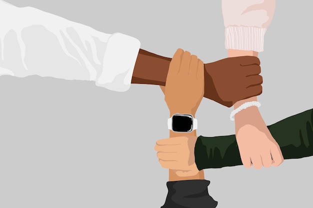 Vector d'illustration esthétique d'affaires de fond de renforcement d'équipe