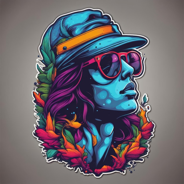 Vector d'illustration de femme hippie colorée