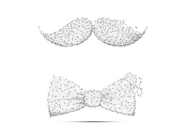 Vecteur vector illustration de la fête des pères ligne de purée abstraite et point moustache et noeud papillon