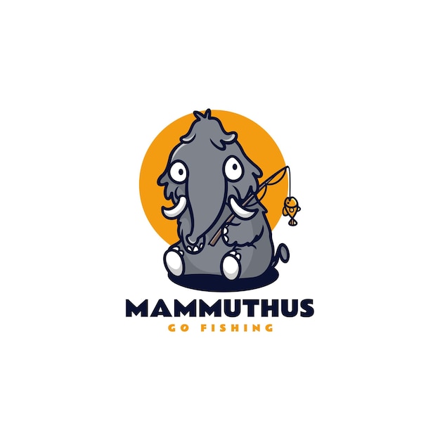 Vector Illustration Logo Mammouth Mascotte Dans Style Dessin Animé