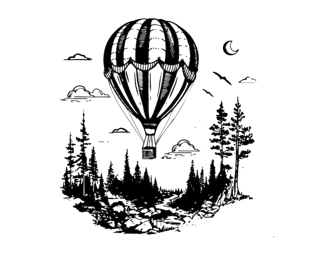Vector d'illustrations dessinées à la main par ballon d'air