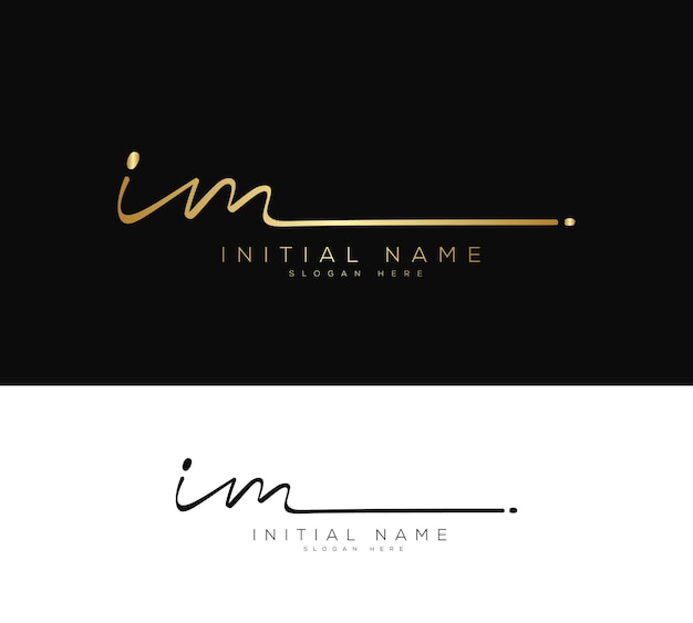 Vector im i m lettre initiale écrite à la main et logo de signature