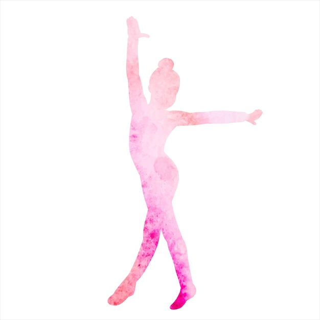 Vector isolé aquarelle silhouette rose fille gymnaste